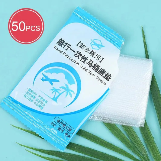 50Pcs Disposable Plastic Waterproof Toilet Seat Cover for Travel