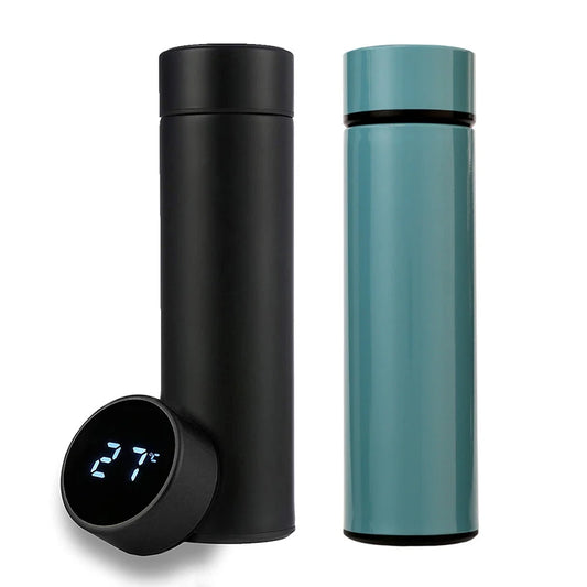 "Smart Stainless Steel Water Bottle: Leak Proof, Double Walled, LCD Temperature Display"